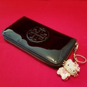 Tory Burch black patent leather wallet